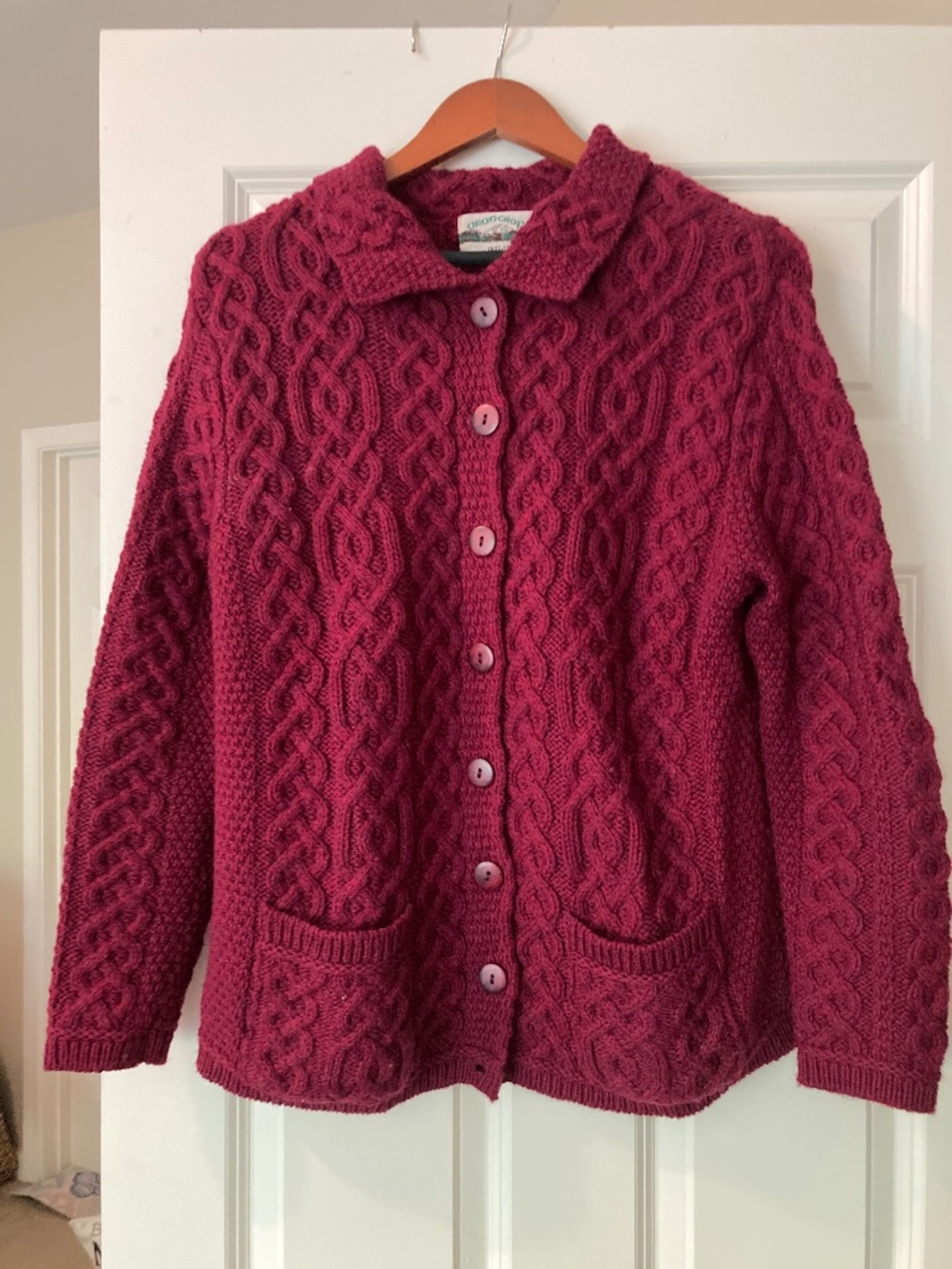 Red, Irish Cable Knit sweater